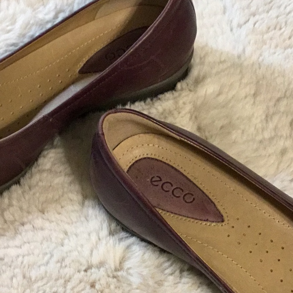 ECCO Burgundy Leather Buckle Flats Comfort Work Shoes 37 - Picture 10 of 16
